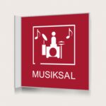 Flaggskylt Musiksal Röd 150 x 150 mm