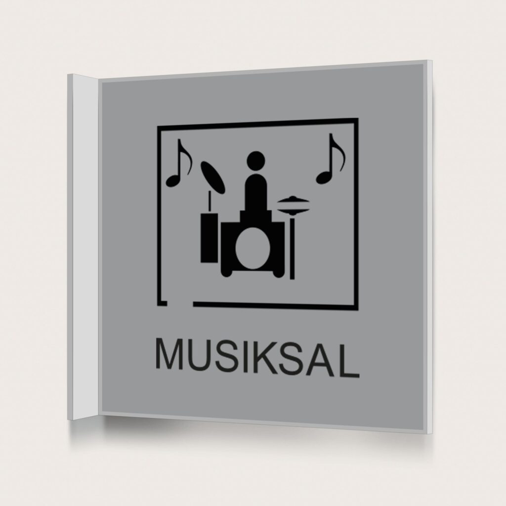 Flaggskylt Musiksal Silver 150 x 150 mm
