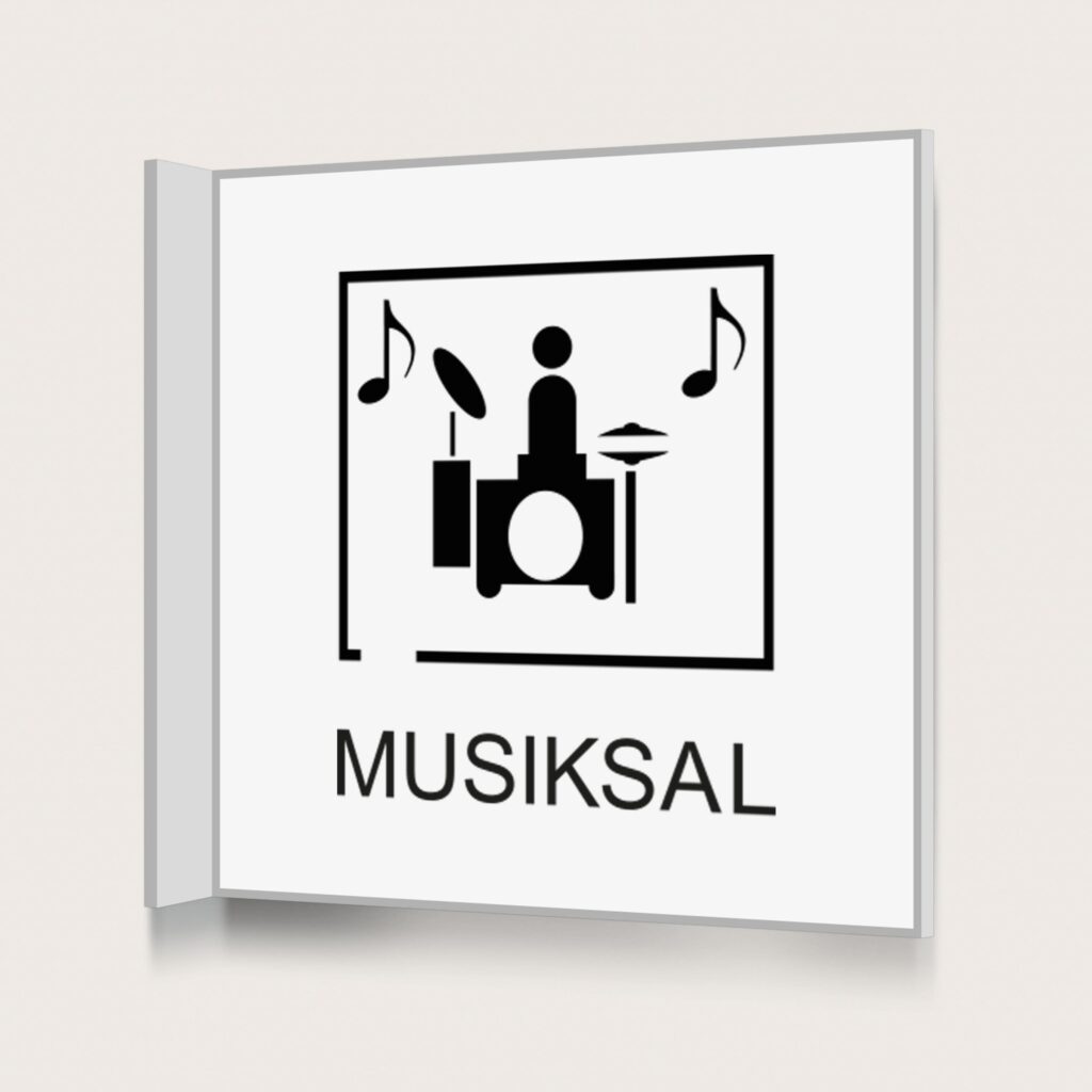 Flaggskylt Musiksal Vit 150 x 150 mm