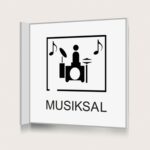 Flaggskylt Musiksal Vit 150 x 150 mm