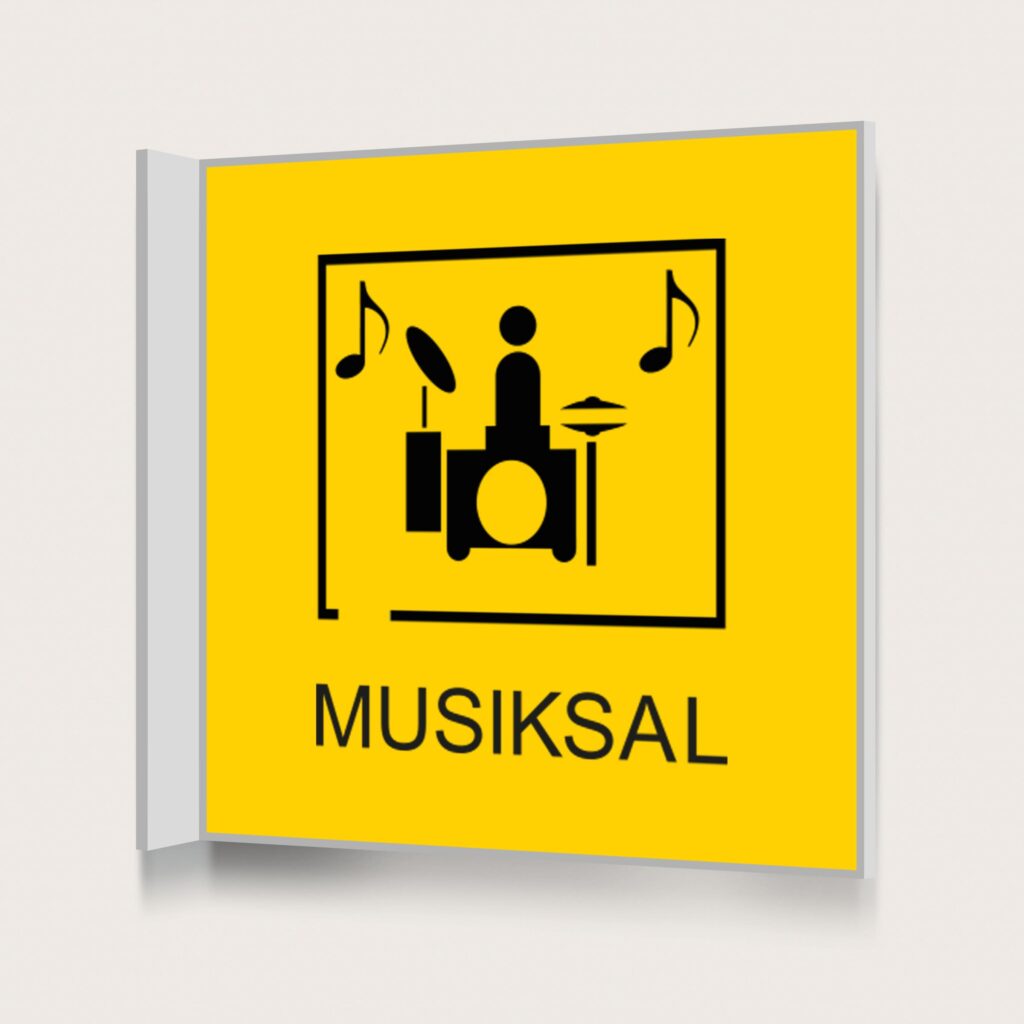 Flaggskylt Musiksal Gul 150 x 150 mm