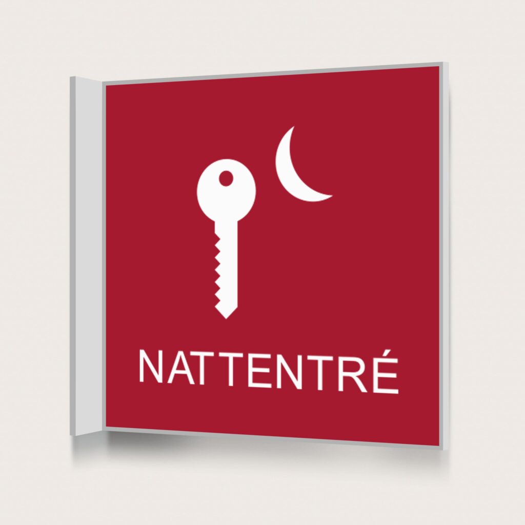 Flaggskylt Nattentré Röd 150 x 150 mm