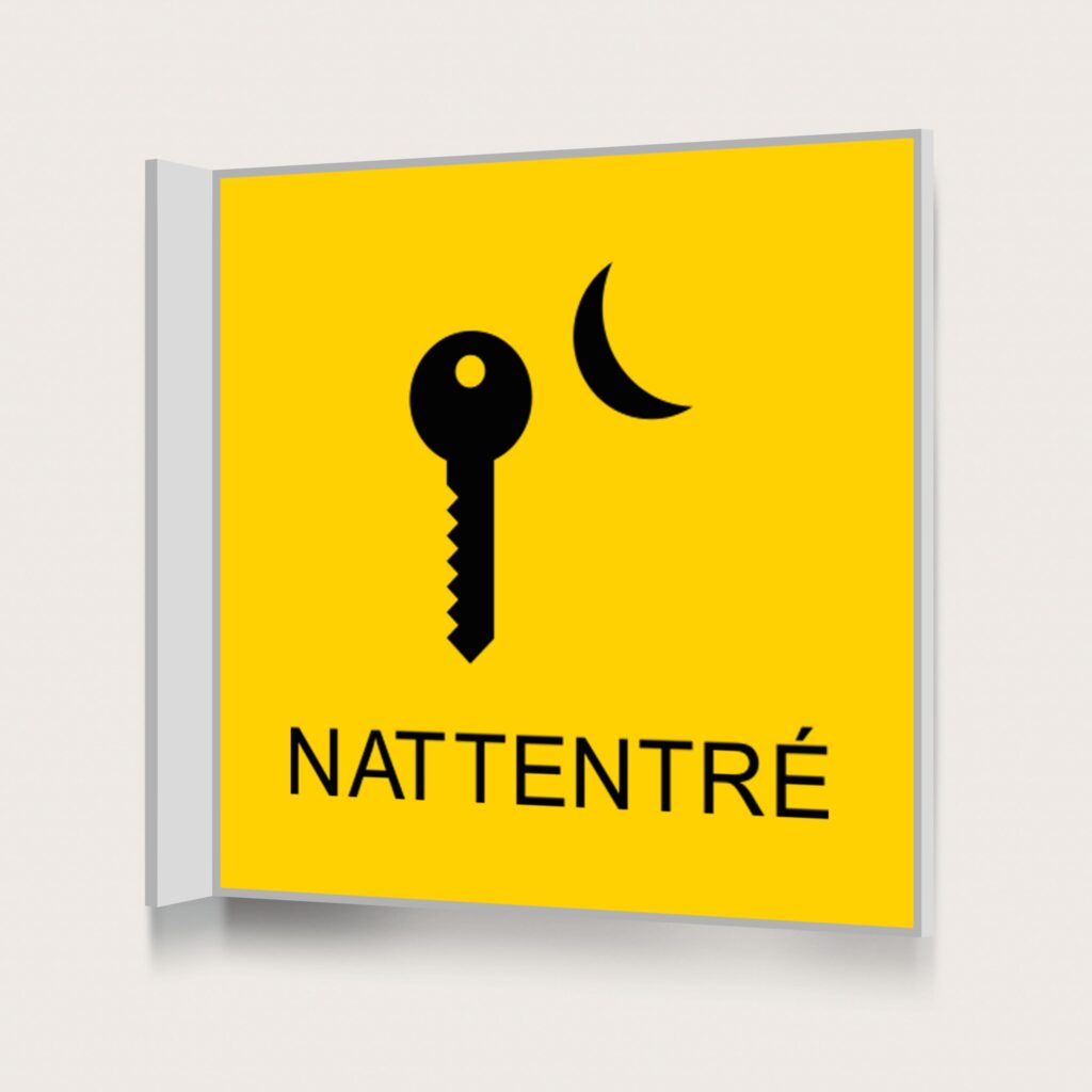 Flaggskylt Nattentré Gul 150 x 150 mm