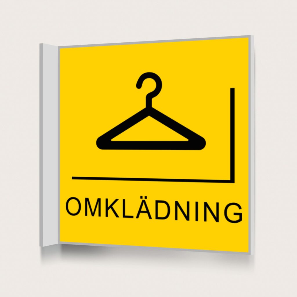 Flaggskylt Omklädning Gul 150 x 150 mm