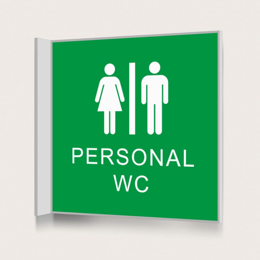 Flaggskylt Personal WC Grön 150 x 150 mm
