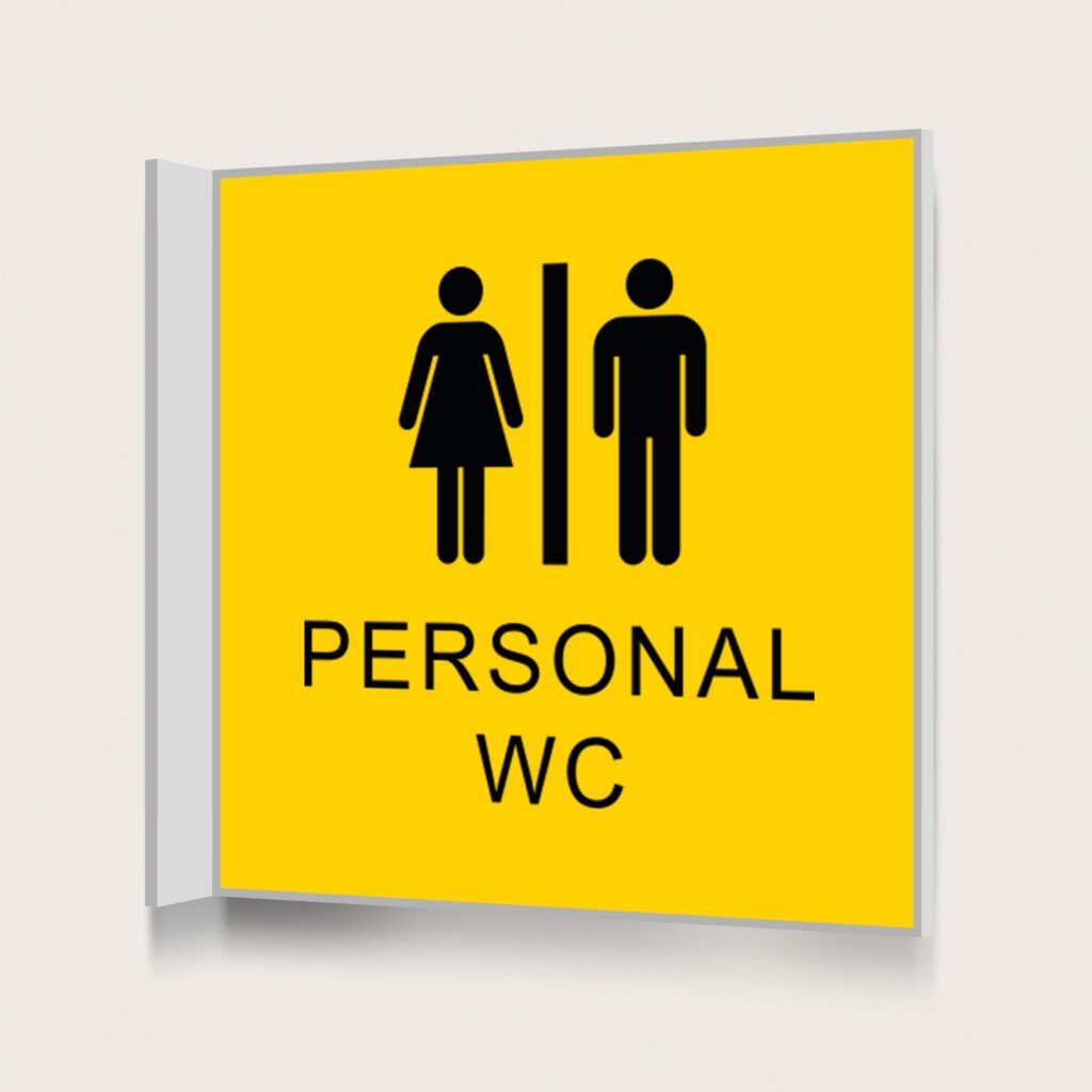 Flaggskylt Personal WC Gul 150 x 150 mm
