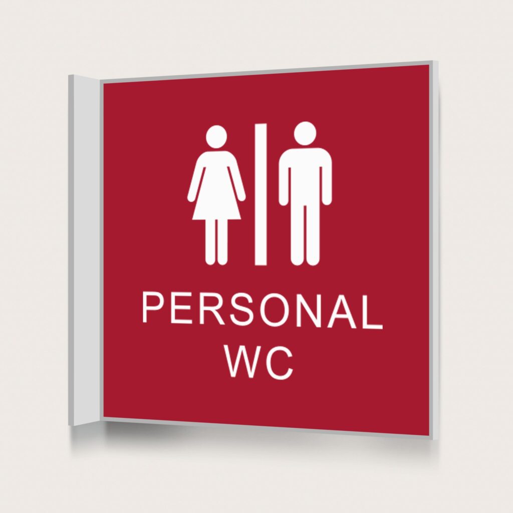 Flaggskylt Personal WC Röd 150 x 150 mm