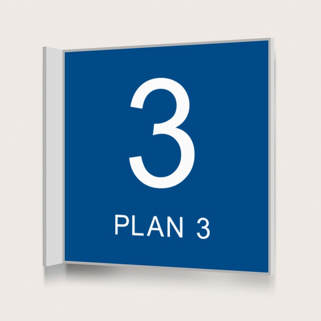 Flaggskylt Plan 3 Blå 150 x 150 mm
