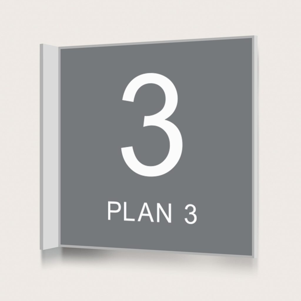 Flaggskylt Plan 3 Grå 150 x 150 mm