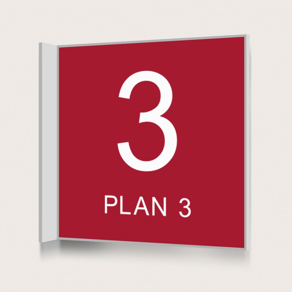 Flaggskylt Plan 3 Röd 150 x 150 mm