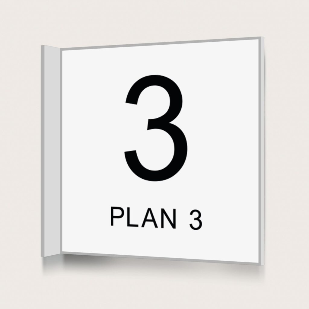 Flaggskylt Plan 3 Vit 150 x 150 mm