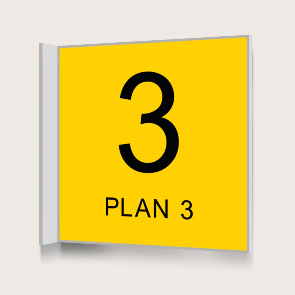 Flaggskylt Plan 3 Gul 150 x 150 mm