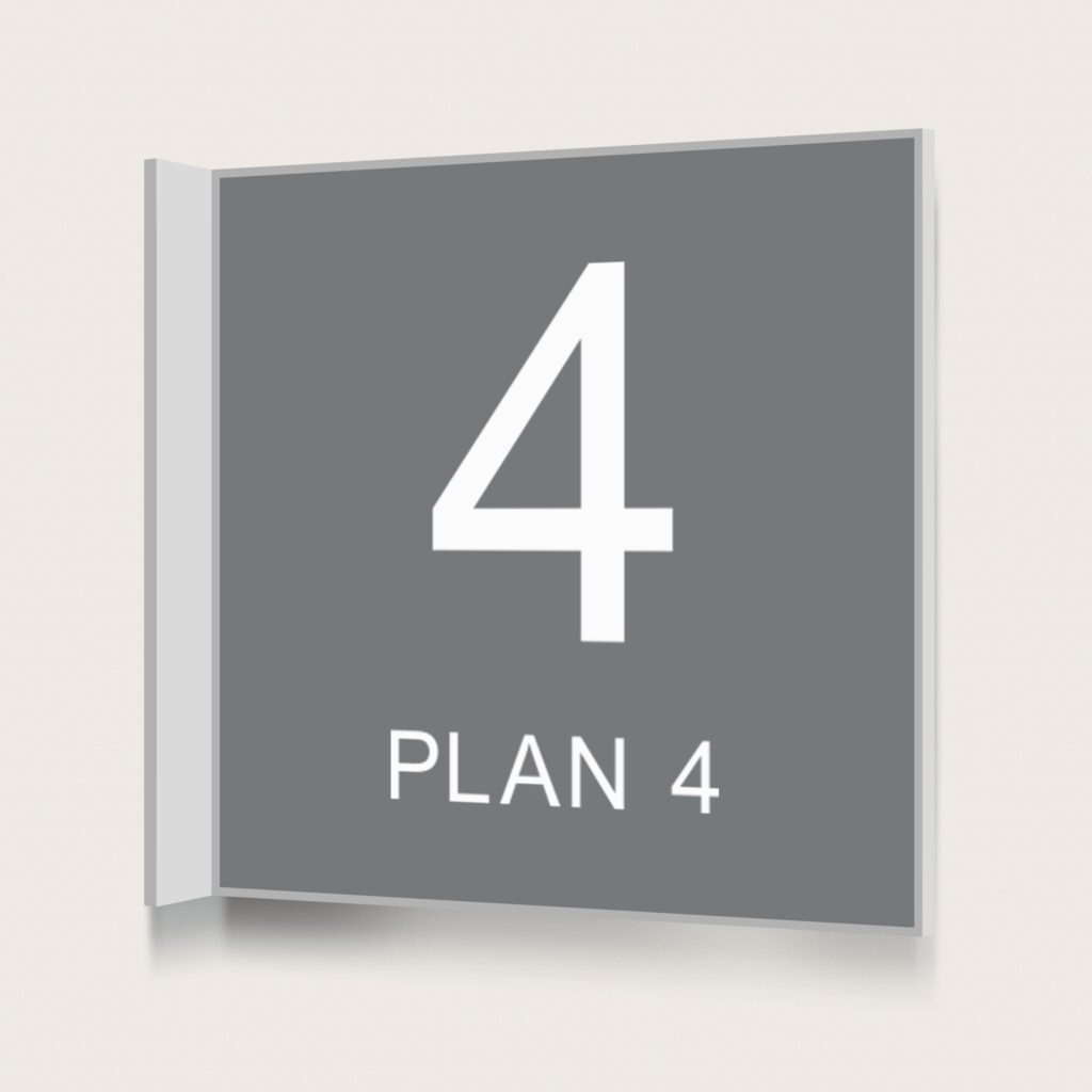 Flaggskylt Plan 4 Grå 150 x 150 mm