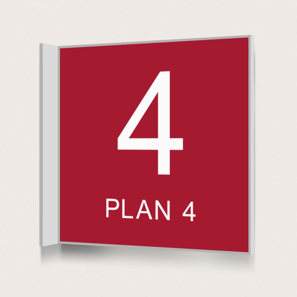 Flaggskylt Plan 4 Röd 150 x 150 mm