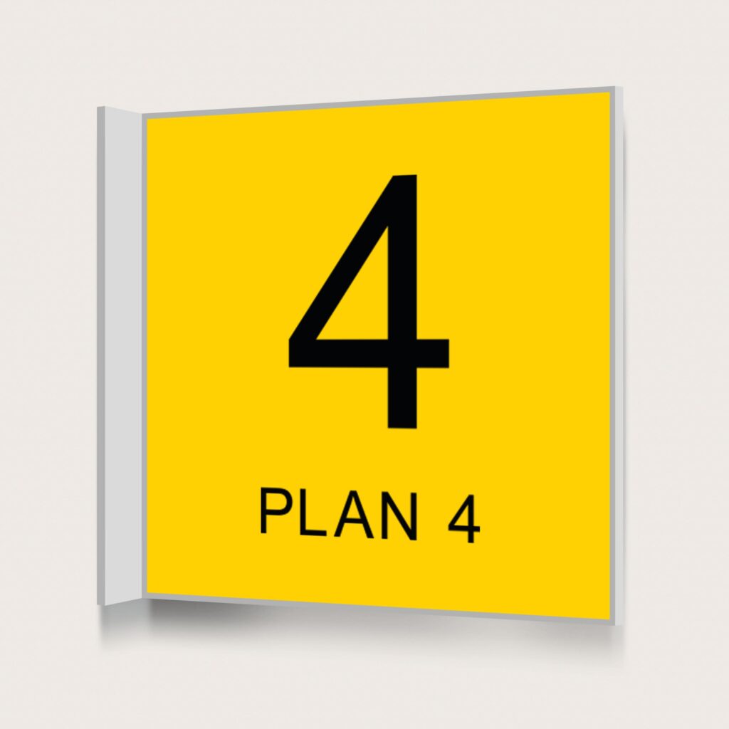 Flaggskylt Plan 4 Gul 150 x 150 mm