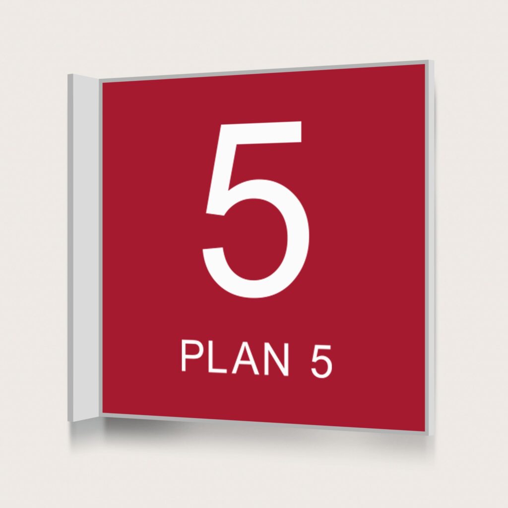 Flaggskylt Plan 5 Röd 150 x 150 mm