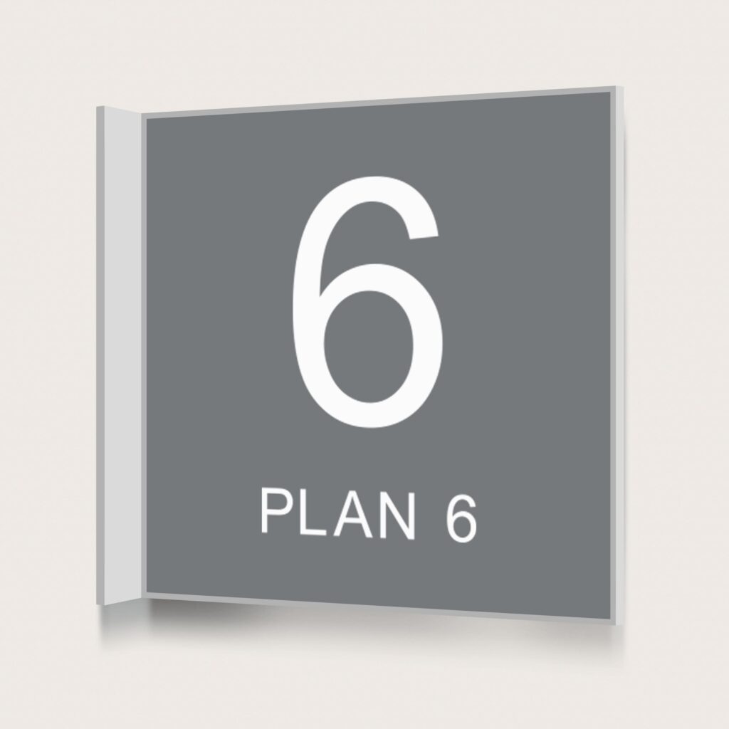 Flaggskylt Plan 6 Grå 150 x 150 mm