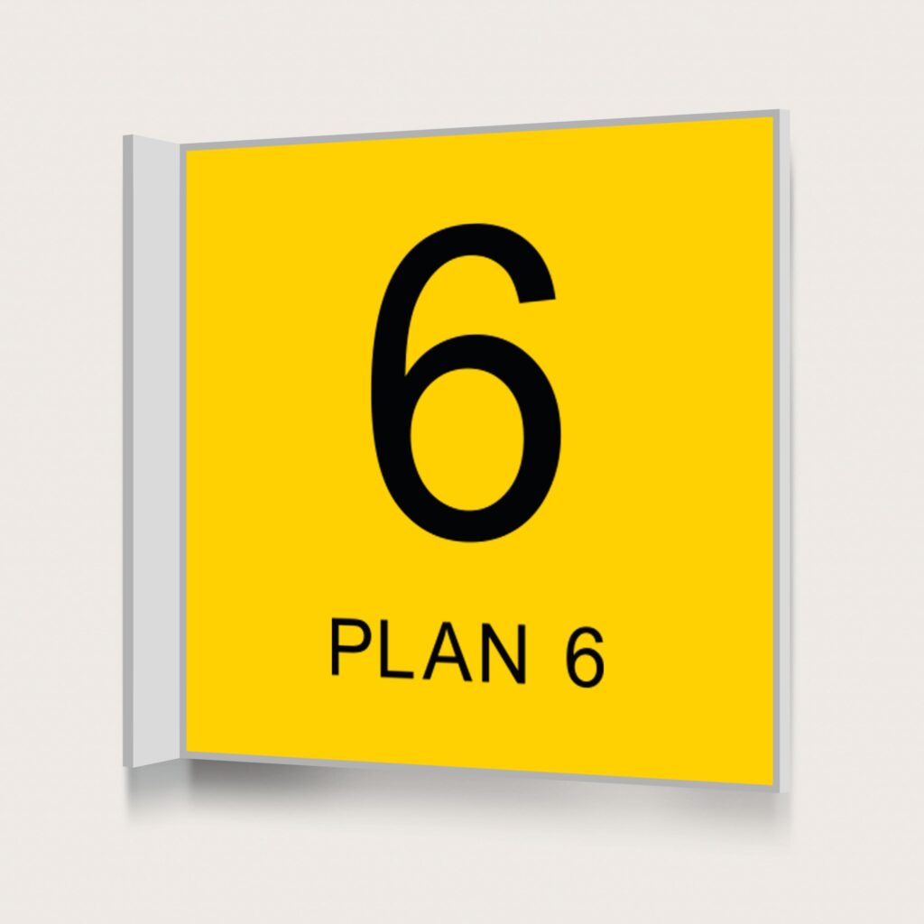 Flaggskylt Plan 6 Gul 150 x 150 mm