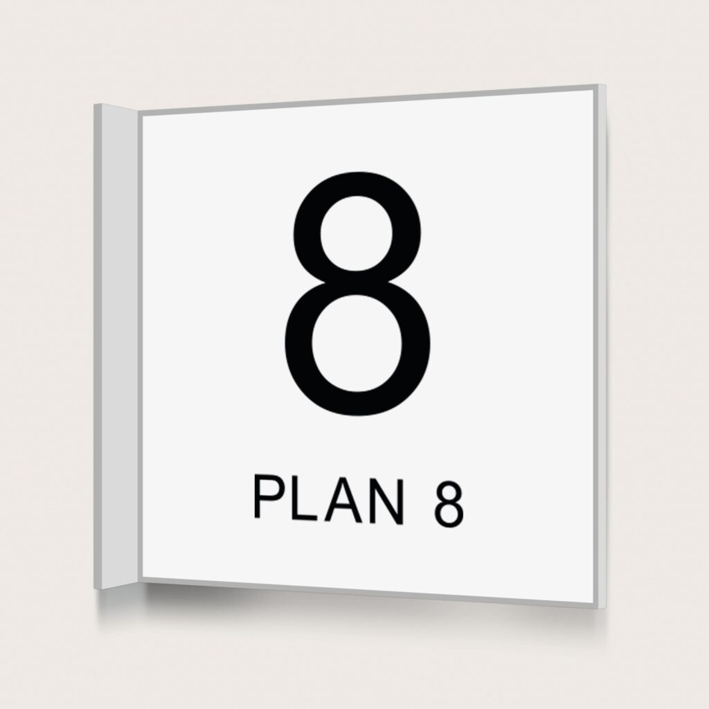 Flaggskylt Plan 8 Vit 150 x 150 mm