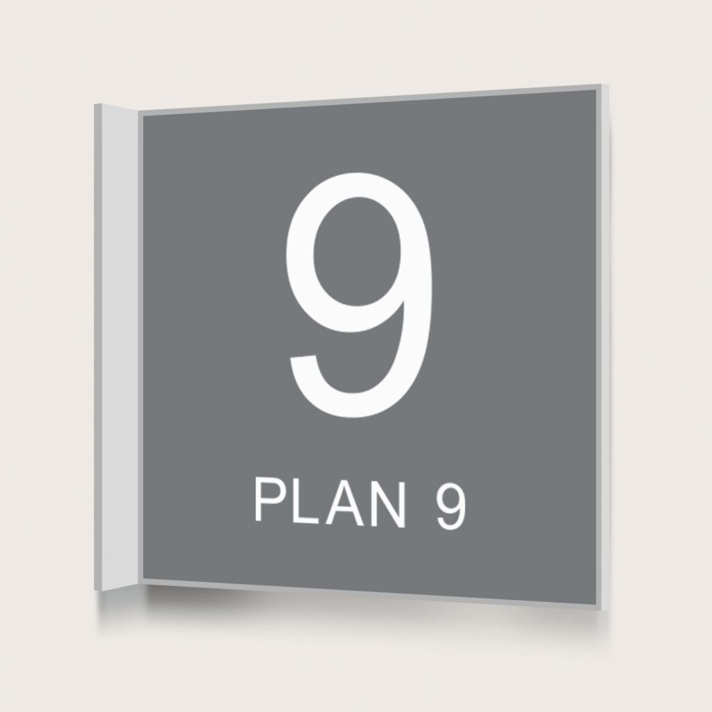 Flaggskylt Plan 9 Grå 150 x 150 mm