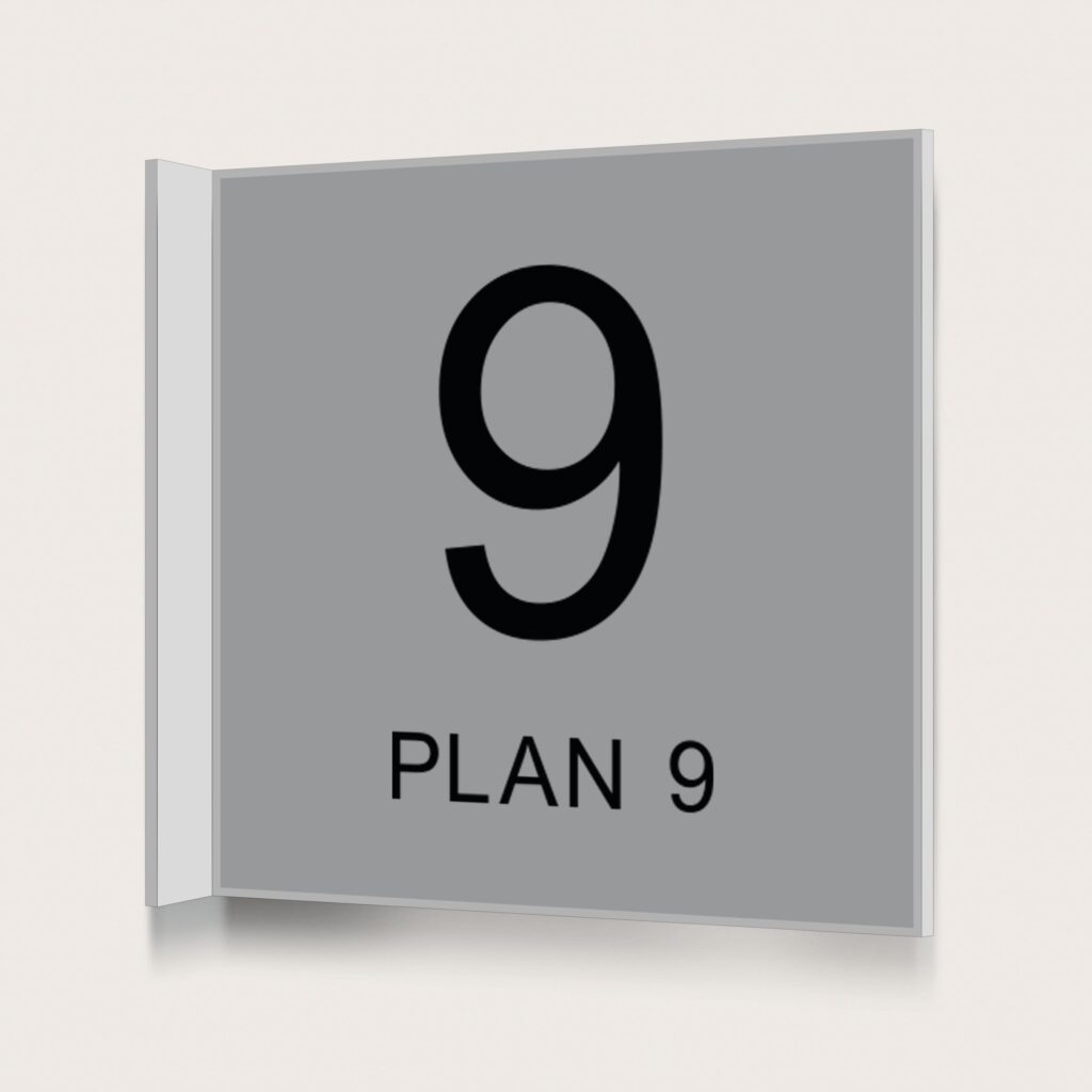 Flaggskylt Plan 9 Silver 150 x 150 mm
