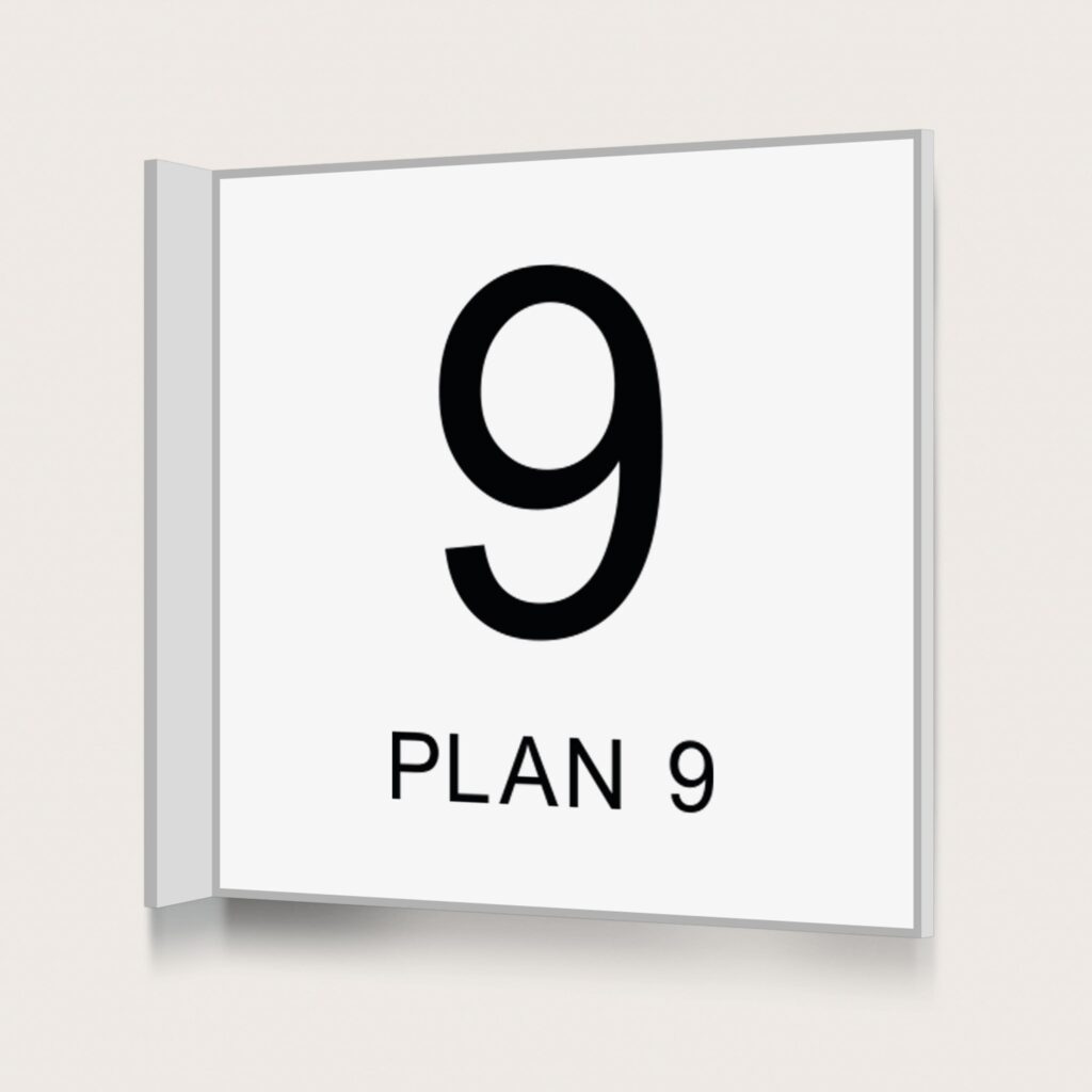 Flaggskylt Plan 9 Vit 150 x 150 mm