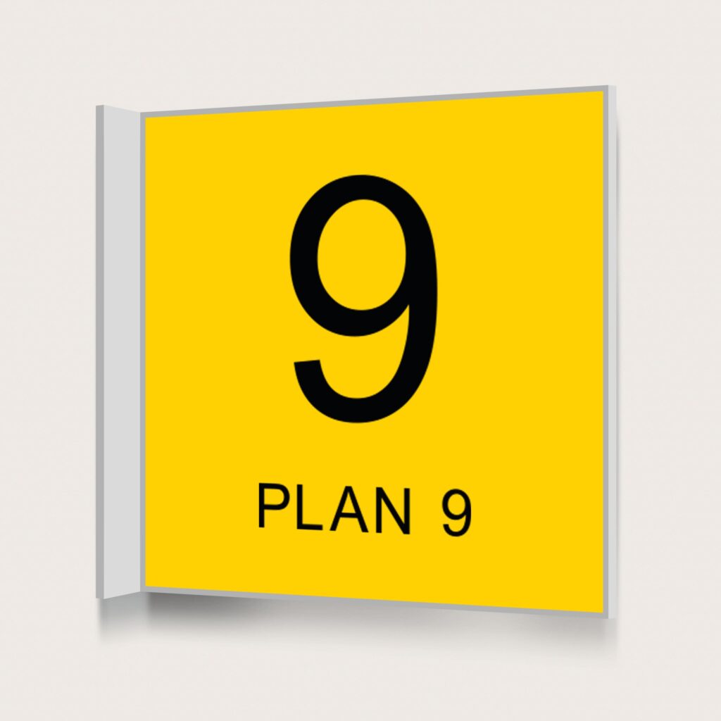 Flaggskylt Plan 9 Gul 150 x 150 mm