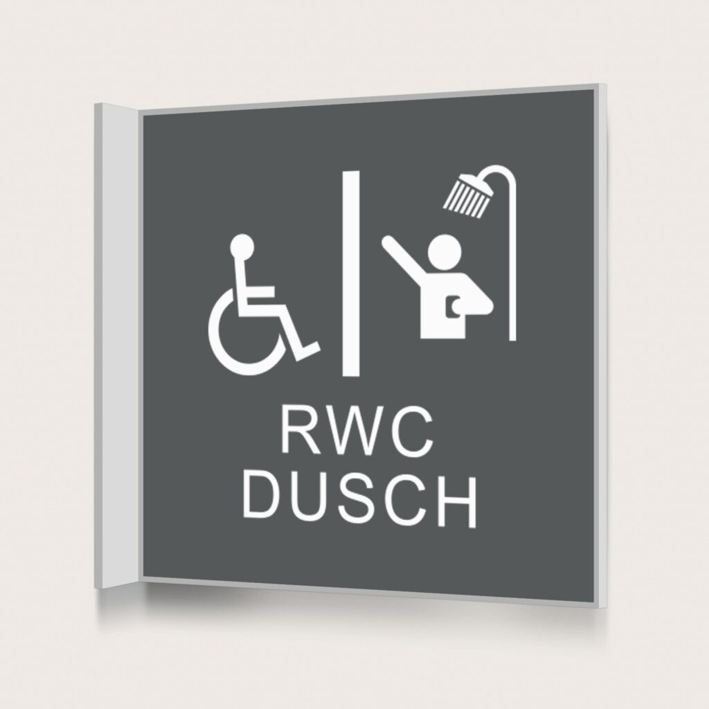 Flaggskylt RWC Dusch Charcoal 150 x 150 mm