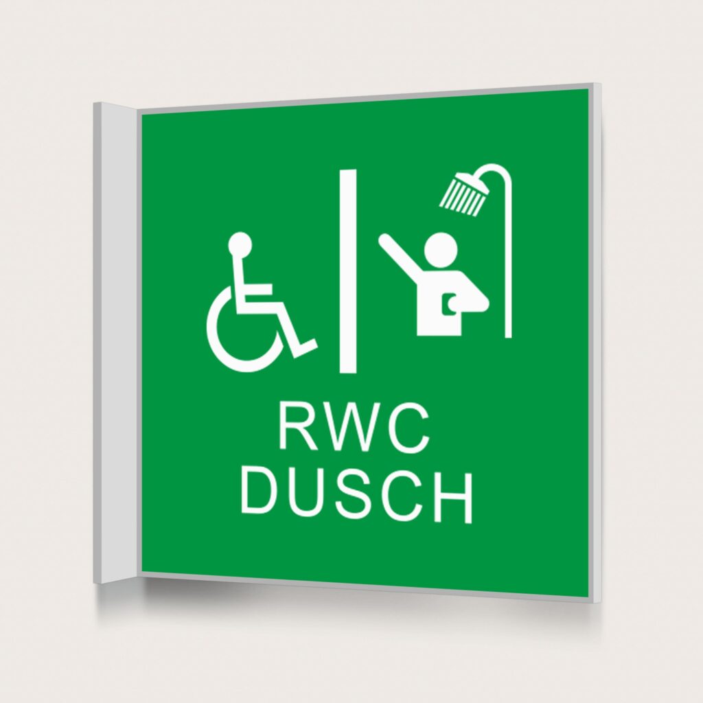 Flaggskylt RWC Dusch Grön 150 x 150 mm