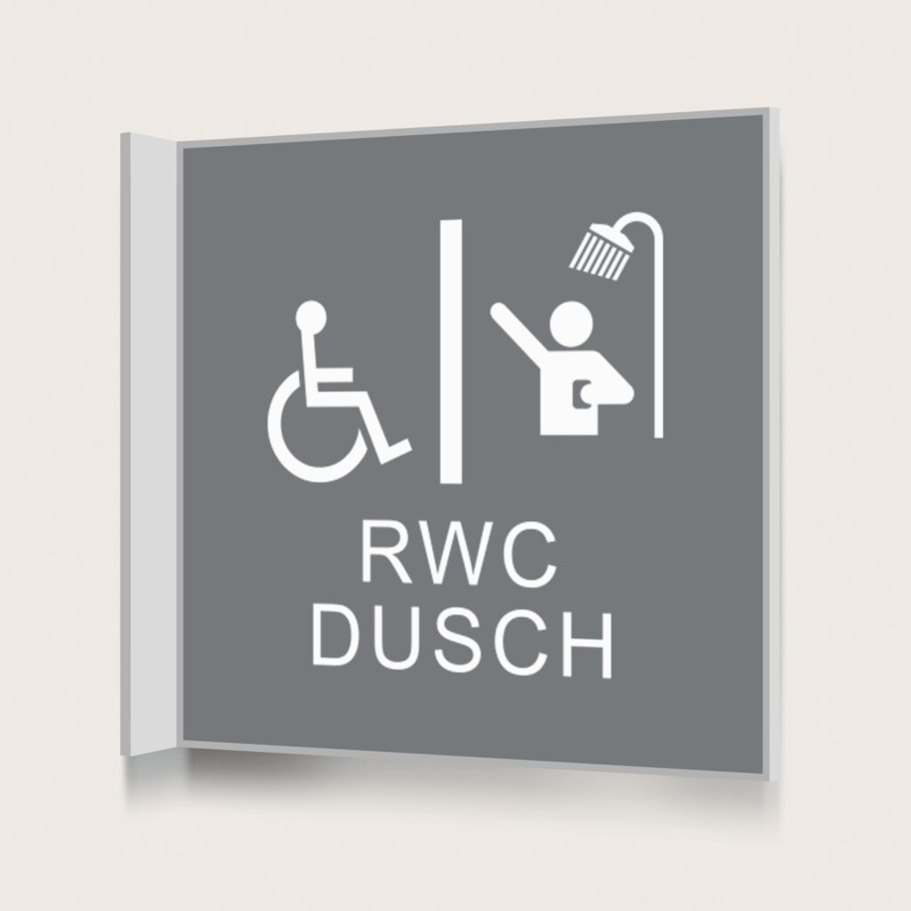 Flaggskylt RWC Dusch Grå 150 x 150 mm