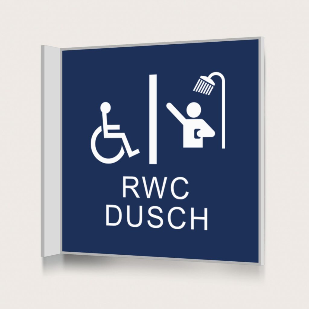 Flaggskylt RWC Dusch Mörkblå 150 x 150 mm