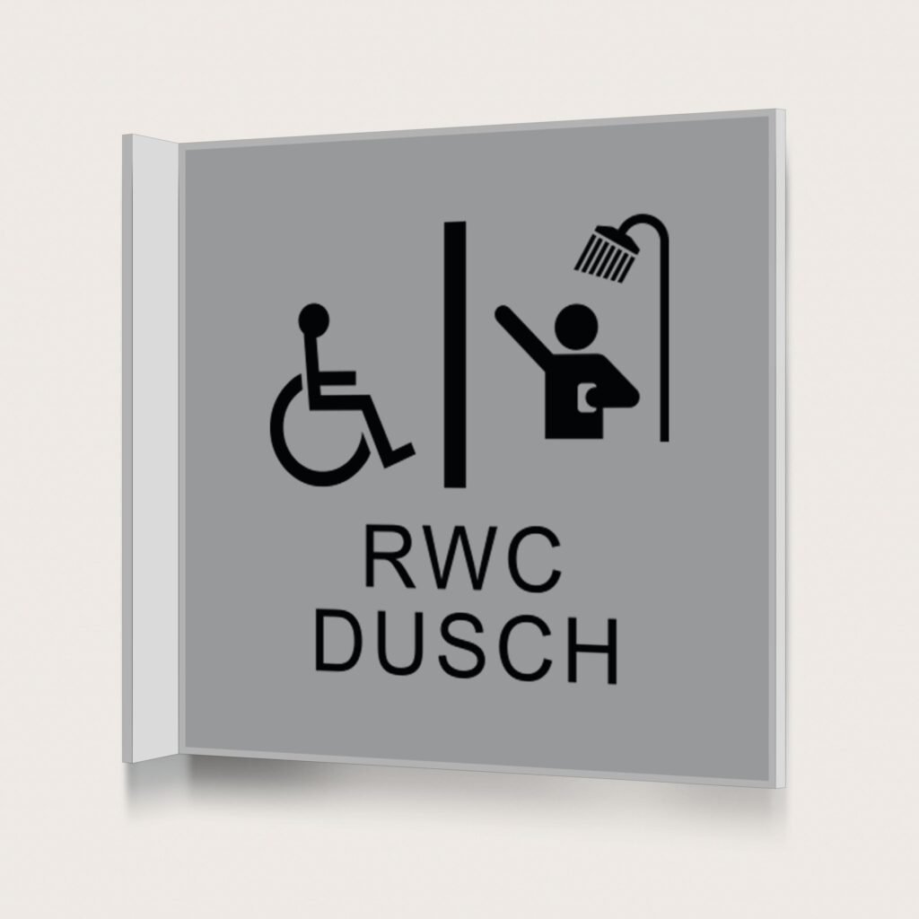 Flaggskylt RWC Dusch Silver 150 x 150 mm
