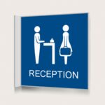 Flaggskylt Reception Blå 150 x 150 mm