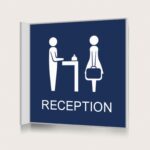 Flaggskylt Reception Mörkblå 150 x 150 mm