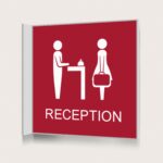 Flaggskylt Reception Röd 150 x 150 mm