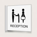 Flaggskylt Reception Vit 150 x 150 mm