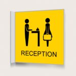 Flaggskylt Reception Gul 150 x 150 mm