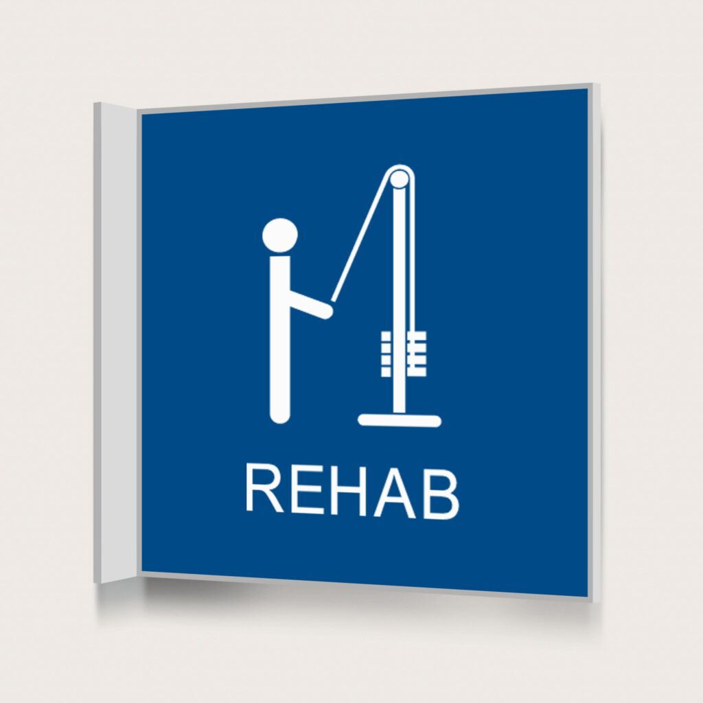 Flaggskylt Rehab Blå 150 x 150 mm