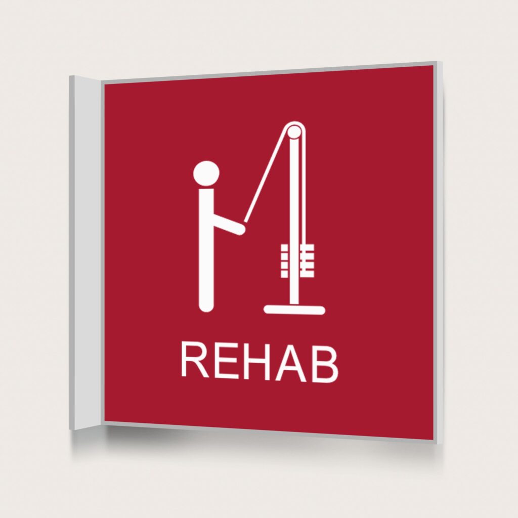 Flaggskylt Rehab Röd 150 x 150 mm