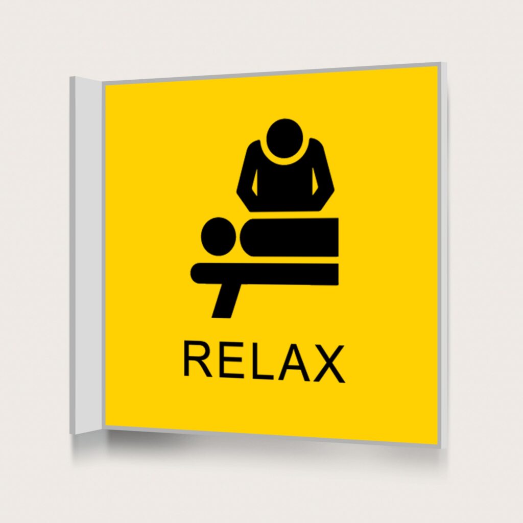 Flaggskylt Relax Gul 150 x 150 mm