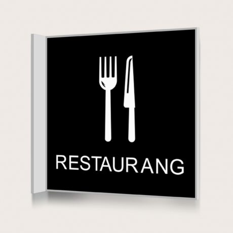 Flaggskylt Restaurang Svart 150 x 150 mm