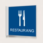 Flaggskylt Restaurang Blå 150 x 150 mm