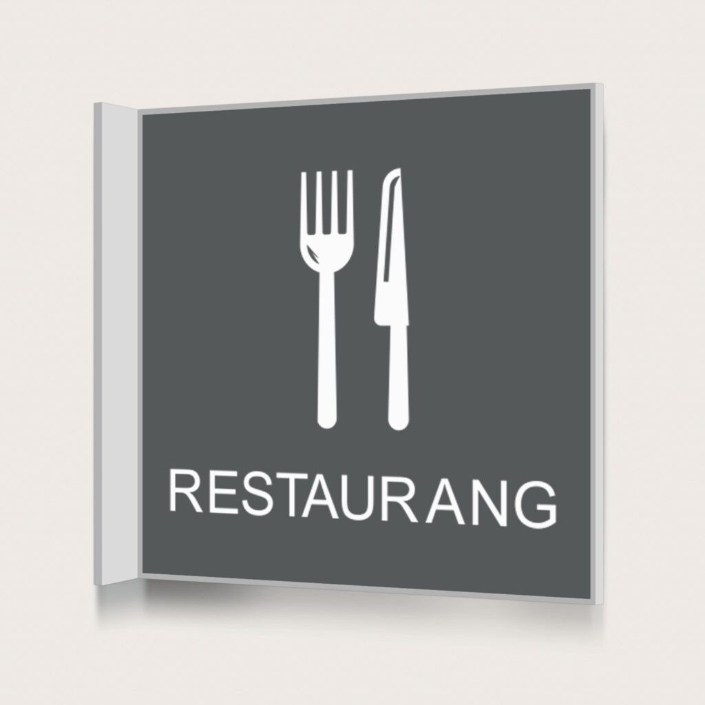 Flaggskylt Restaurang Charcoal 150 x 150 mm