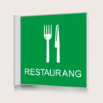 Flaggskylt Restaurang Grön 150 x 150 mm
