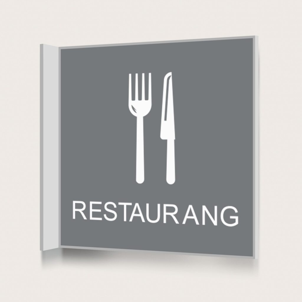 Flaggskylt Restaurang Grå 150 x 150 mm