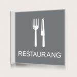 Flaggskylt Restaurang Grå 150 x 150 mm