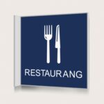 Flaggskylt Restaurang Mörkblå 150 x 150 mm