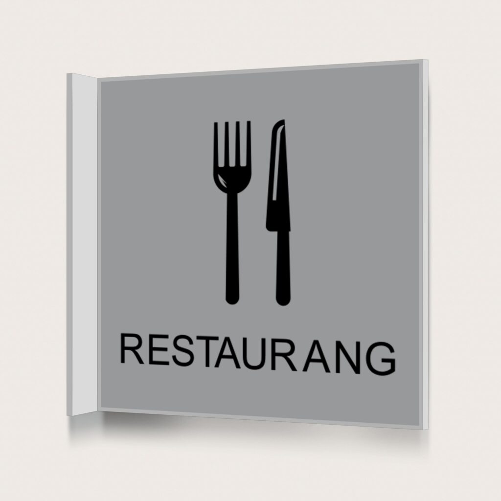 Flaggskylt Restaurang Silver 150 x 150 mm