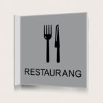 Flaggskylt Restaurang Silver 150 x 150 mm