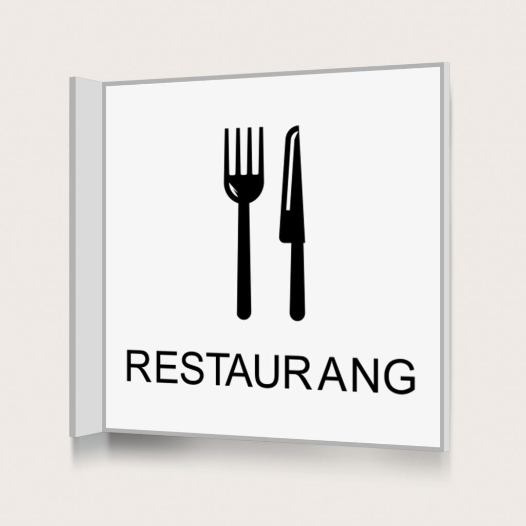Flaggskylt Restaurang Vit 150 x 150 mm